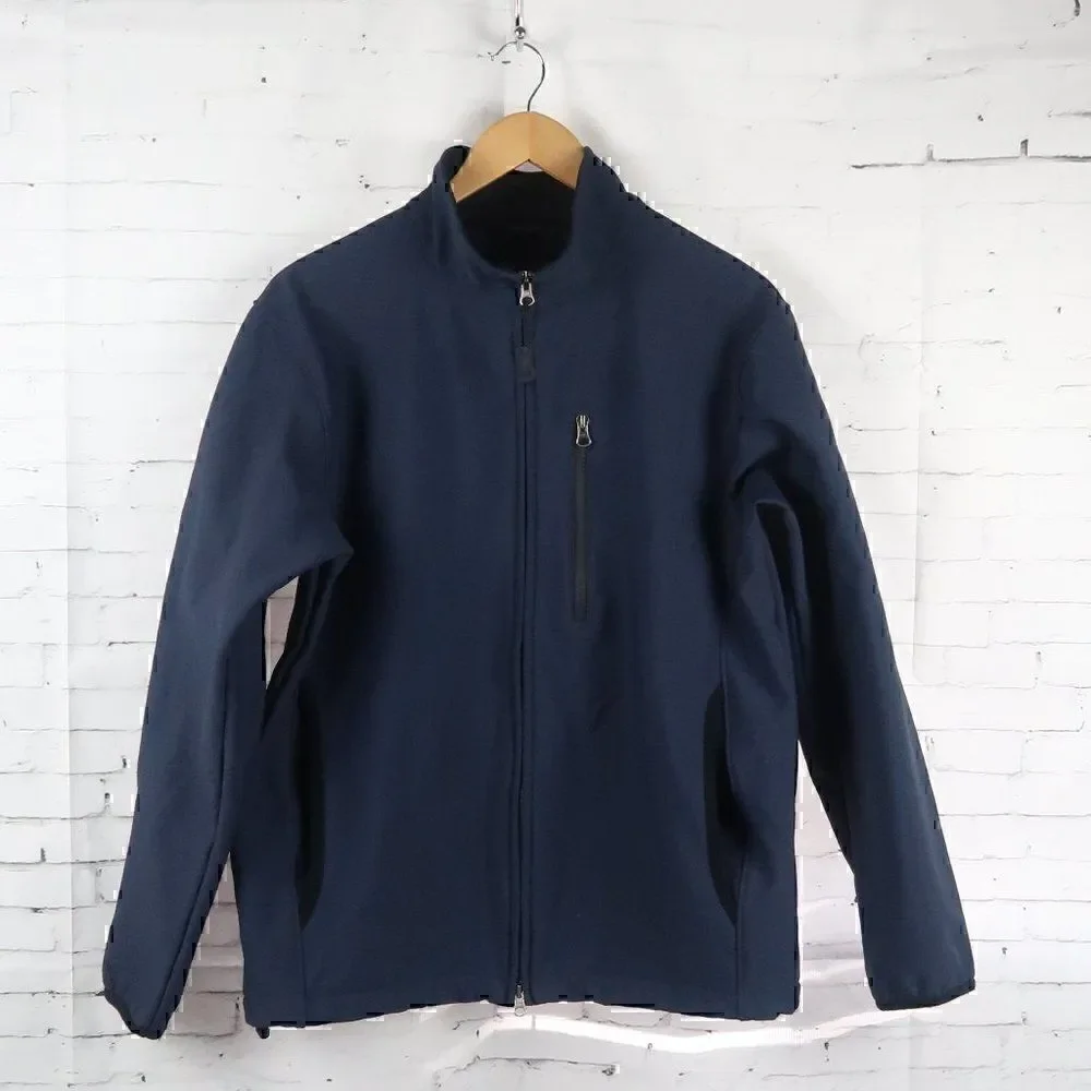NAUTICA BLUE DOUBLE ZIP FLEECE LINED WINDBREAKER JACKET SIZE SMALL